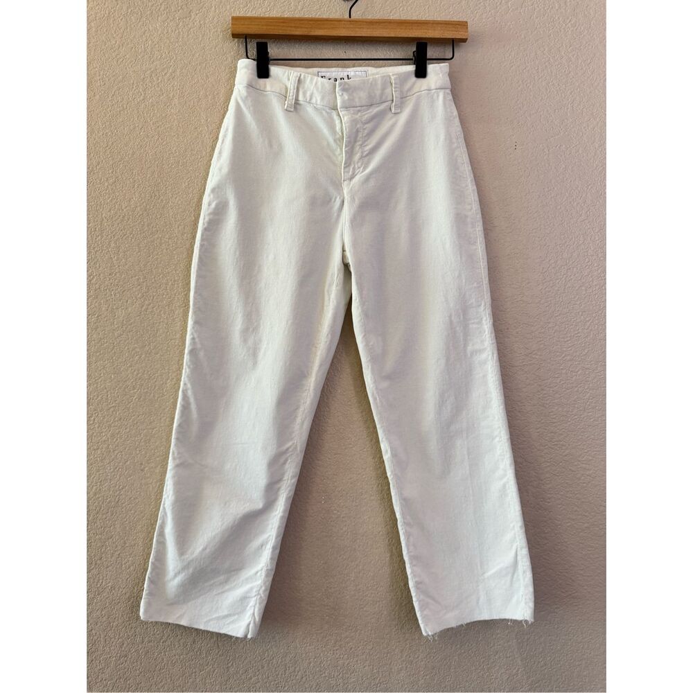 Frank & Eileen Kinsale Pants Size 2 White Raw Hem Cotton Micro Corduroy Stretch - Picture 2 of 16